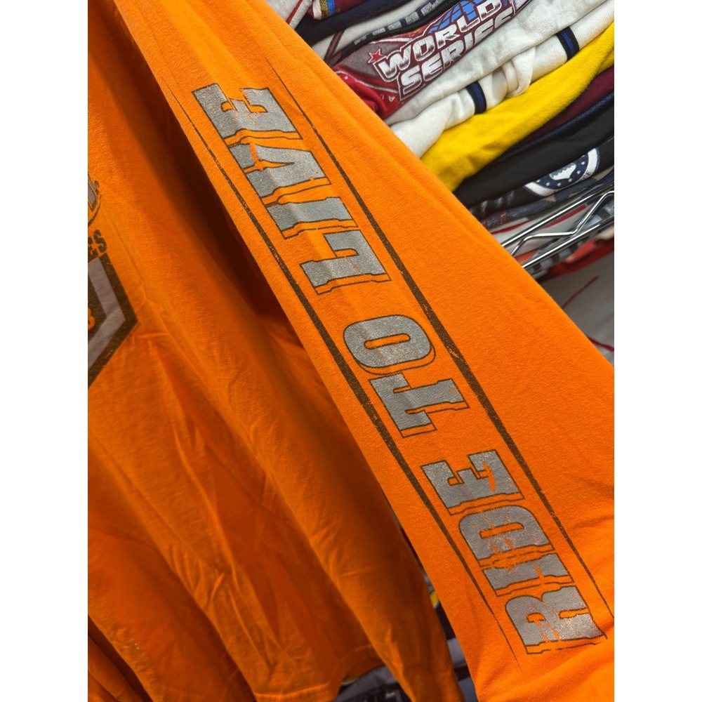 Harley-Davidson Steel City Washington PA Orange Long Sleeve Shirt Mens XL 24x31 - Picture 3 of 10